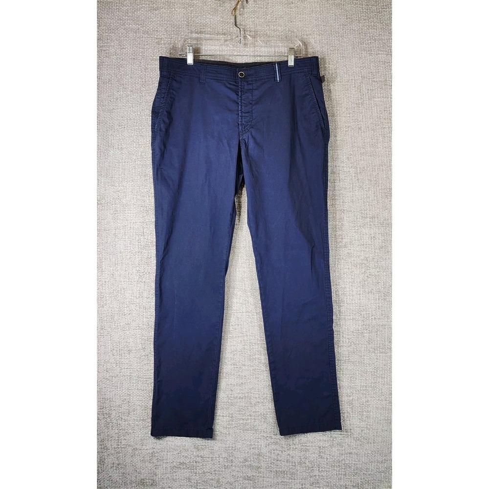 Bruhl Bros.® Nizza Stretch Cotton Trousers Mens 36x33.5 Navy Blue German Made